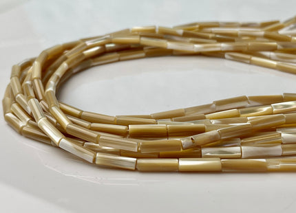 4x14-15 mm Tube Shape Natural Troca Shell Beads Genuine Gold Champagne Color MOP Loose Beads 15.5 Inches Strand 29 Beads #4256