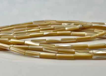 4x14-15 mm Tube Shape Natural Troca Shell Beads Genuine Gold Champagne Color MOP Loose Beads 15.5 Inches Strand 29 Beads #4256