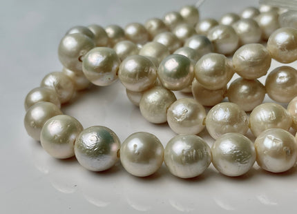 12-15 mm AA Half Strand Natural White Large Hole Freshwater Pearl Beads Hole Size 2.2 mm Genuine Natural White Edison Baroque Pearl #1451