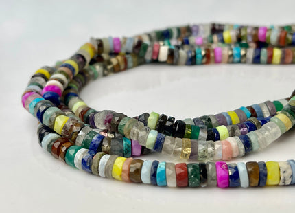 6mm AAA 100% All Natural Mixed Amethyst Lapis Chalcedony Emerald Green Garnet Black Tourmaline Faceted Rondelle Heishi Beads 16 Inches #4251