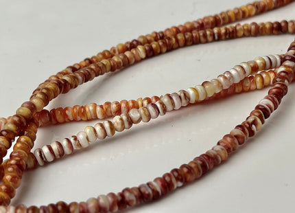 4 mm AAA Natural Orange Red Spiny Oyster Shell Heishi Rondelle Shape Genuine Beautiful Natural Spiny Oyster Beads 16 Inches Strand #4272