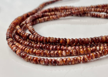 4 mm AAA Natural Orange Purple Red Spiny Oyster Shell Rondelle Shape Genuine Natural Spiny Oyster Beads 16 Inches Strand #4276