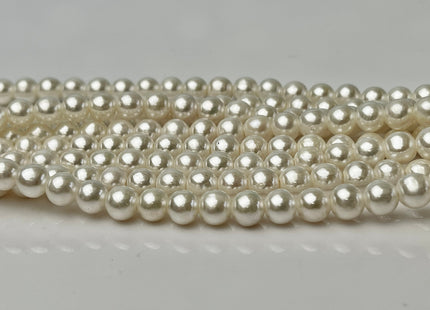 6mm AAA Extra Shiny Half Strand Natural White Round Large Hole Freshwater Pearl Genuine Super High Luster Pearl Hole Size 1.8mm 1.5mm #P2332