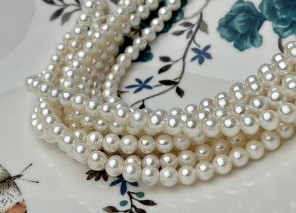 6mm AAA Extra Shiny Half Strand Natural White Round Large Hole Freshwater Pearl Genuine Super High Luster Pearl Hole Size 1.8mm 1.5mm #P2332