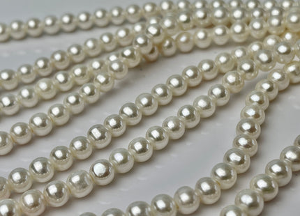 6mm AAA Extra Shiny Half Strand Natural White Round Large Hole Freshwater Pearl Genuine Super High Luster Pearl Hole Size 1.8mm 1.5mm #P2332