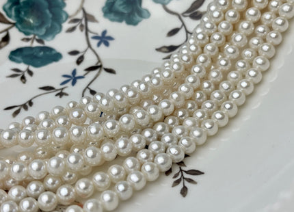 6mm AAA Extra Shiny Half Strand Natural White Round Large Hole Freshwater Pearl Genuine Super High Luster Pearl Hole Size 1.8mm 1.5mm #P2332