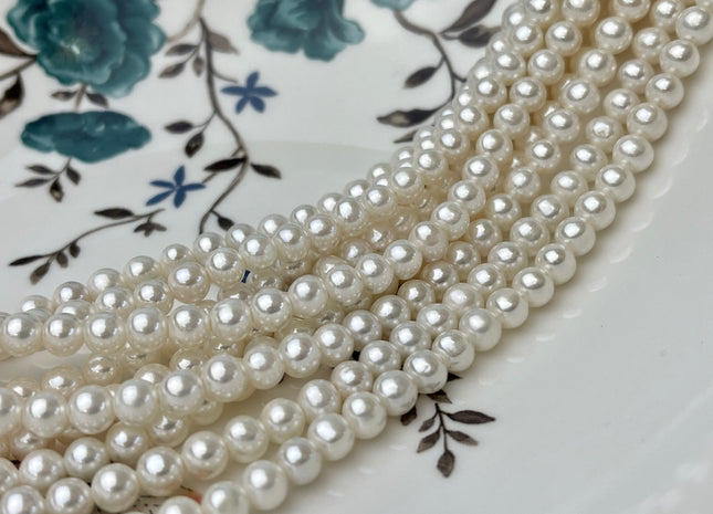 6mm AAA Extra Shiny Half Strand Natural White Round Large Hole Freshwater Pearl Genuine Super High Luster Pearl Hole Size 1.8mm 1.5mm #P2332