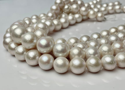 11.5-15 mm AAA Natural White Edison Freshwater Pearl Beads High Luster Genuine Top Quality Large Perfect Round Edison Pearls #P2328
