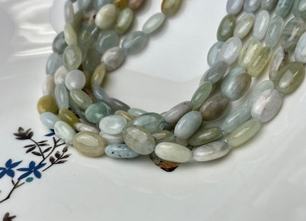 8x12 mm Natural Aquamarine Gemstone Beads Genuine Natural Blue Color Flat Nugget Shape Aquamarine Loose Beads 16 Inches Strand #4263
