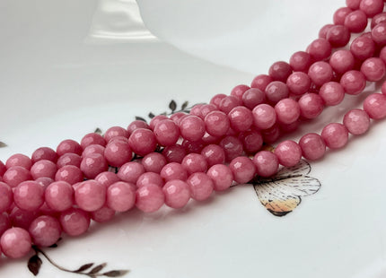 6 mm Faceted Round Dyed Jade Gemstone Beads Ruby Pink Color Genuine Jade Gemstone Loose Beads 15 Inches Strand #4260