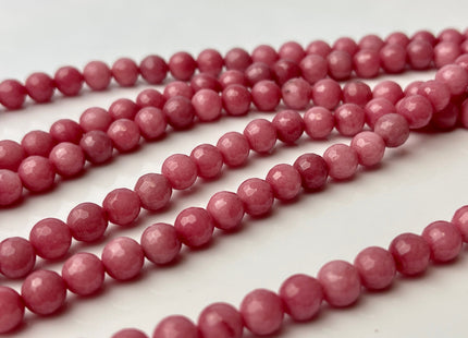 6 mm Faceted Round Dyed Jade Gemstone Beads Ruby Pink Color Genuine Jade Gemstone Loose Beads 15 Inches Strand #4260