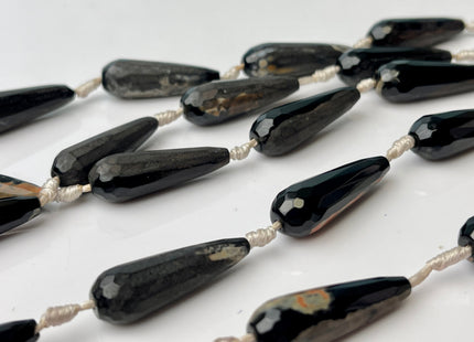 10x30 mm Large Stick Drop Shape Faceted Agate Gemstone Beads Genuine Moss Green or Black Color Gemstones Loose Beads 16 Inches Strand #4271