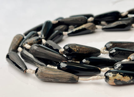 10x30 mm Large Stick Drop Shape Faceted Agate Gemstone Beads Genuine Moss Green or Black Color Gemstones Loose Beads 16 Inches Strand #4271