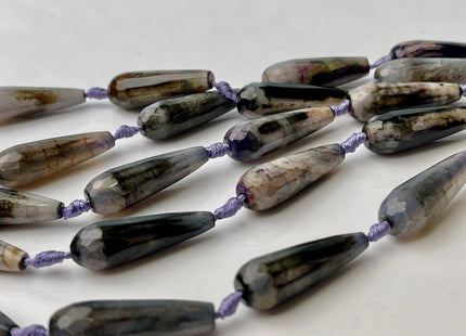 10x30 mm Large Stick Drop Shape Faceted Agate Gemstone Beads Genuine Purple Black Color Gemstones Loose Beads 16 Inches Strand #4285