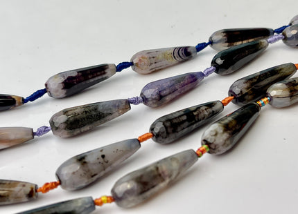 10x30 mm Large Stick Drop Shape Faceted Agate Gemstone Beads Genuine Purple Black Color Gemstones Loose Beads 16 Inches Strand #4283