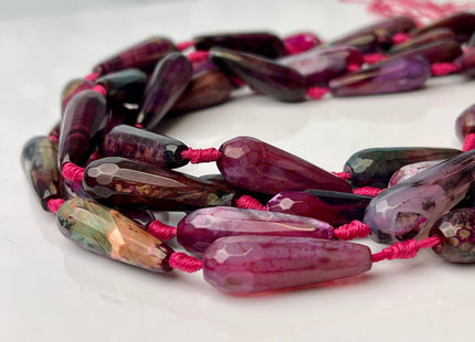 10x30 mm Large Stick Drop Shape Faceted Agate Gemstone Beads Genuine Purple Pink Black Color Gemstones Loose Beads 16 Inches Strand #4269