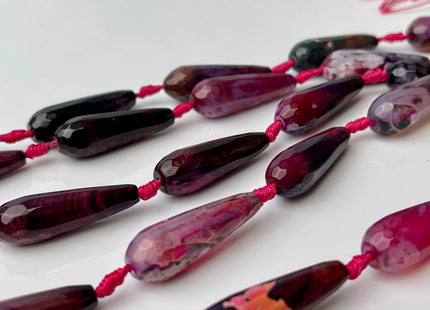 10x30 mm Large Stick Drop Shape Faceted Agate Gemstone Beads Genuine Purple Pink Black Color Gemstones Loose Beads 16 Inches Strand #4269