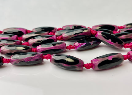 10x24 mm Long Barrel Shape Faceted Agate Gemstone Beads Genuine Purple Pink Black Color Gemstones Loose Beads 15 Inches Strand #4268