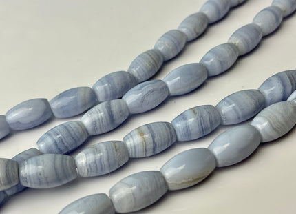 11x18 mm Large Barrel Shape Smooth Agate Gemstone Beads Genuine Blue Lace Agate Gemstones Loose Beads 15 Inches Strand #4261