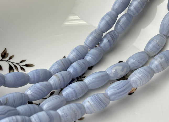 11x18 mm Large Barrel Shape Smooth Agate Gemstone Beads Genuine Blue Lace Agate Gemstones Loose Beads 15 Inches Strand #4261