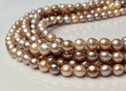 8 mm AAAA Rare Mixed Natural Mauve Pink Baroque Edison Pearl Genuine Top Quality Natural Edison Pearl With Iridescent Color 48 Beads #P2331