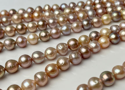 8 mm AAAA Rare Mixed Natural Mauve Pink Baroque Edison Pearl Genuine Top Quality Natural Edison Pearl With Iridescent Color 48 Beads #P2331