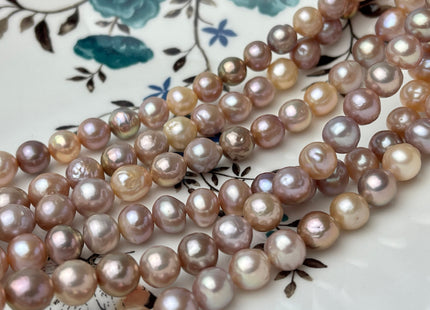 8 mm AAAA Rare Mixed Natural Mauve Pink Baroque Edison Pearl Genuine Top Quality Natural Edison Pearl With Iridescent Color 48 Beads #P2331