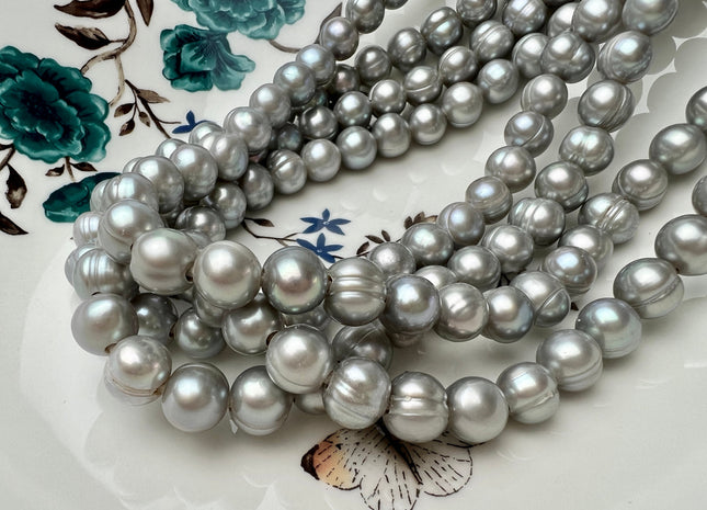 10 mm Large Hole Dark Gray Color Potato Freshwater Pearl Beads Hole Size 2.2 mm Large Hole Beads Large Hole Freshwater Pearls #P2289