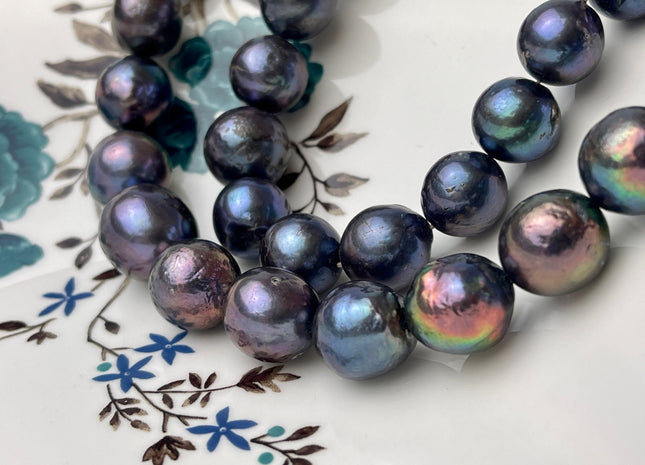 12-17.5mm Graduated Peacock Baroque/Edison/FlamingBall Freshwater Pearl Beads Genuine Freshwater Jumbo Baroque Pearl Beads #1049