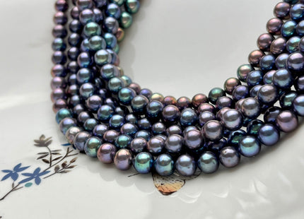 7 mm AAAA Rare Peacock Round Edison Baroque Pearls Genuine Blue And Brown Peacock Color High Luster Edison Pearl Beads 58 Beads #P1679