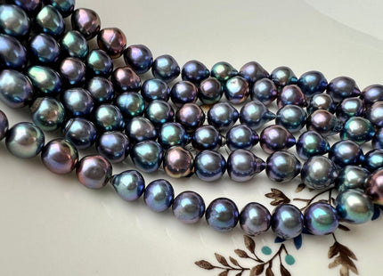 8-9 mm AAA Very Rare Rainbow Peacock Round Freshwater Quality Pearl Genuine Round Peacock Cultured Freshwater Pearls #P2254