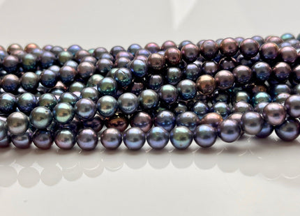 7 mm AAAA Rare Peacock Round Edison Baroque Pearls Genuine Blue And Brown Peacock Color High Luster Edison Pearl Beads 58 Beads #P1679