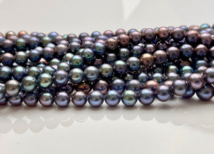 7 mm AAAA Rare Peacock Round Edison Baroque Pearls Genuine Blue And Brown Peacock Color High Luster Edison Pearl Beads 58 Beads #P1679