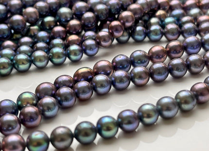 7 mm AAAA Rare Peacock Round Edison Baroque Pearls Genuine Blue And Brown Peacock Color High Luster Edison Pearl Beads 58 Beads #P1679