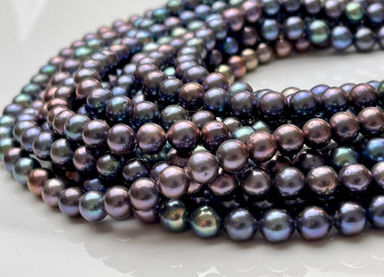 7 mm AAAA Rare Peacock Round Edison Baroque Pearls Genuine Blue And Brown Peacock Color High Luster Edison Pearl Beads 58 Beads #P1679