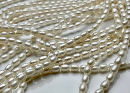 4x6mm or 4.5-5x7 mm Natural White Long Oval Rice Shape Genuine Freshwater Pearl Beads Natural Color High Luster Beads #P1784