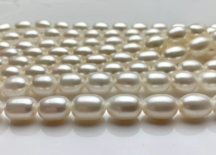 7.5-8x10-11 mm AAAA Natural White Rice Shape Freshwater Pearl Beads Genuine Rice/Oval High Quality Smooth Freshwater Pearl 38 Pieces #P1433