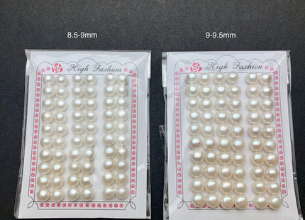 AAAA One Pair 7-12 mm Top Quality High Luster Round Button Half Drilled Freshwater Pearls Genuine Natural White Freshwater Pearls #1621