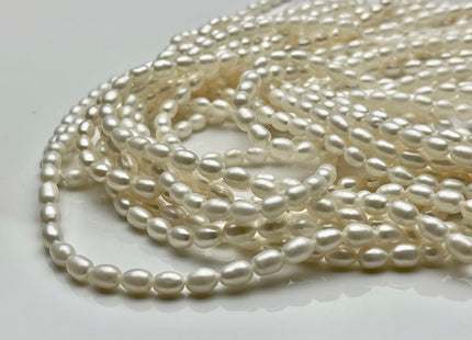 4x6mm or 4.5-5x7 mm Natural White Long Oval Rice Shape Genuine Freshwater Pearl Beads Natural Color High Luster Beads #P1784