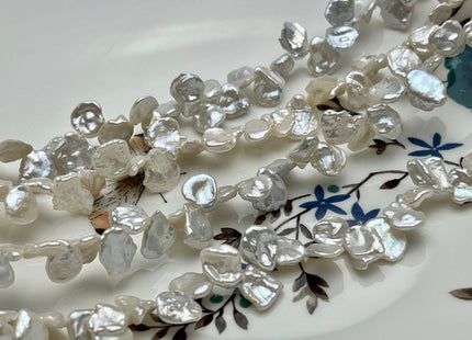 8-10 mm AAAA Rare Very Natural White Freshwater Flat Keshi Pearl Genuine Super High Luster Top Drilled Keshi Nugget Pearl 75 Pieces #P2004