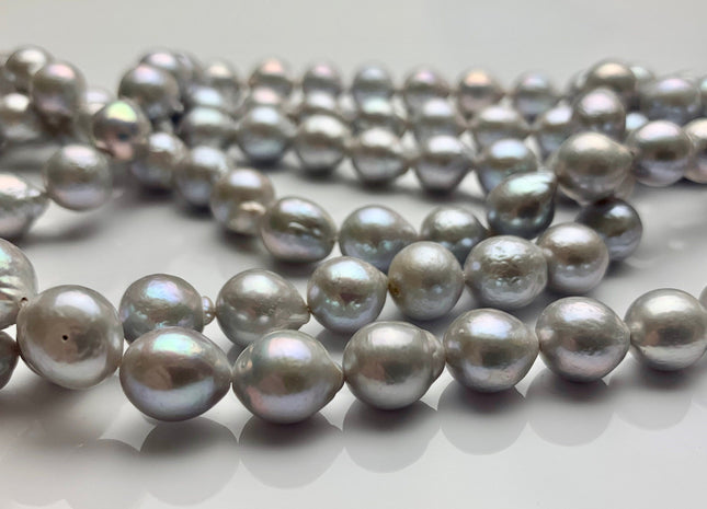 9-12 mm AAA Gray Color Baroque Freshwater Pearl Beads Genuine Cultured Baroque Edison Pearls 35 Pieces #P1206