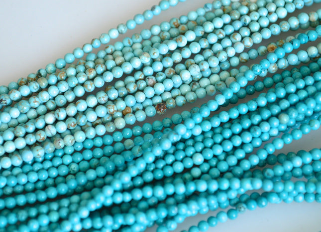 2mm Smooth Round Tiny Howlite Turquoise Color Beads Smooth Howlite Gemstone Beads #496