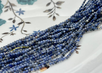 2 mm Faceted Round Tiny Multi Blue Sodalite Gemstone Beads Genuine Natural Sodalite Loose Beads 13 Inches Strand #4140
