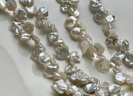 8-10 mm AAAA Rare Very Natural White Freshwater Flat Keshi Pearl Genuine Super High Luster Top Drilled Keshi Nugget Pearl 75 Pieces #P2004