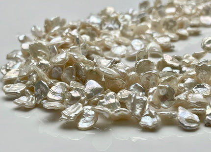 8-10 mm AAAA Rare Very Natural White Freshwater Flat Keshi Pearl Genuine Super High Luster Top Drilled Keshi Nugget Pearl 75 Pieces #P2004