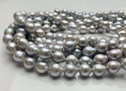 9-12 mm AAA Gray Color Baroque Freshwater Pearl Beads Genuine Cultured Baroque Edison Pearls 35 Pieces #P1206
