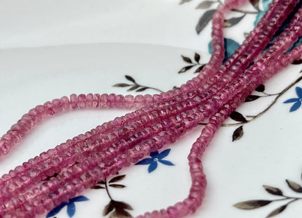 3-4 mm Natural Pink Tourmaline Gemstone Beads Faceted Rondelle Shape Genuine Pink Tourmaline Gemstone Beads 13 Inches Strand #4162