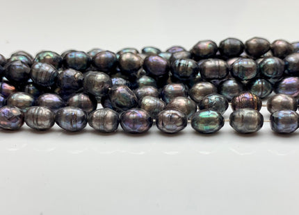 6x8 mm Gray Peacock Faceted Rice/Oval Freshwater Pearl Beads Limited Edition Genuine Faceted Rice Pearl Beads #396