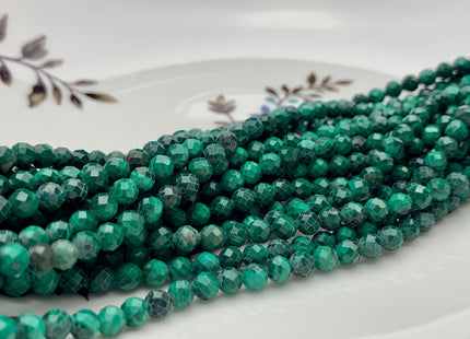 2.5 mm 3 mm 4 mm AAA Natural Color Faceted Round Malachite Gemstone Beads Top Quality Micro Faceted Malachite Gemstone Loose Beads # 2996