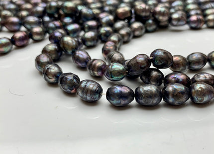 6x8 mm Gray Peacock Faceted Rice/Oval Freshwater Pearl Beads Limited Edition Genuine Faceted Rice Pearl Beads #396